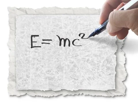 Hand drawing e=mc2 on paper Stock Illustration