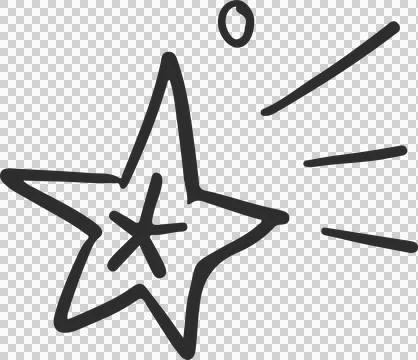 Hand-drawing five-pointed star showing inner scribble and sparkle marks on Illustrazione stock