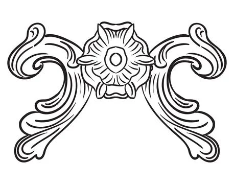 Hand drawing gizzy baroque design black line element vector illustration 库存插图