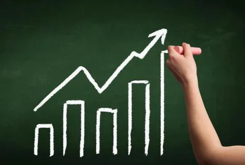 Hand drawing graph on blackboard Stock Photos