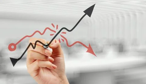 Hand drawing graph chart and business strategy as concept Stock Illustration