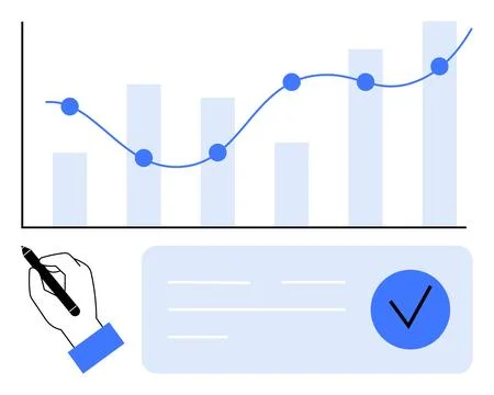 Hand drawing graph chart displays data trends, emphasizing growth analysis .. Illustrazione stock
