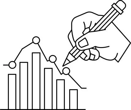 A hand is drawing a graph with a pencil Stock Illustration