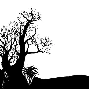 Hand drawing halloween tree 1-Vector Illustration Stock Illustration