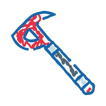 Hand drawing hammer tool with blood splatters Stock Illustration