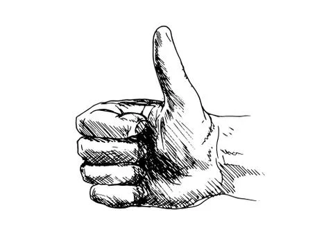 Hand drawing a hand with thumbs-up Stock Illustration