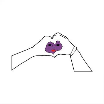 Hand drawing hands in face heart are portrait abstract vector illustration Stock Illustration