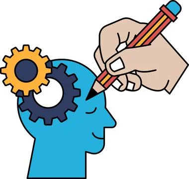 A hand is drawing a head with a pencil Stock Illustration