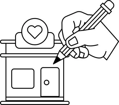 A hand is drawing a heart on a building Ilustración de archivo