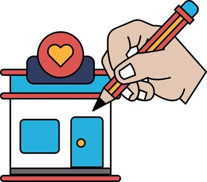 A hand is drawing a heart on a building Ilustración de archivo