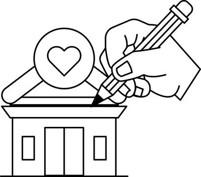 A hand is drawing a heart on a building Ilustración de archivo