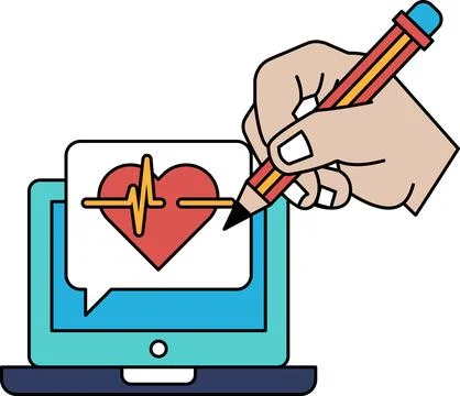 A hand is drawing a heart on a computer screen Stock Illustration