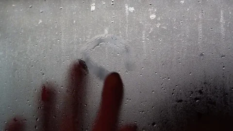 Hand Drawing a Heart on the Mirror Stock Footage 76916383