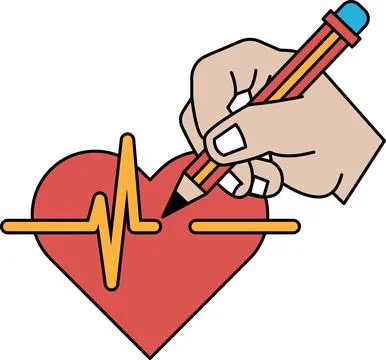 A hand is drawing a heart with a pencil Stock Illustration
