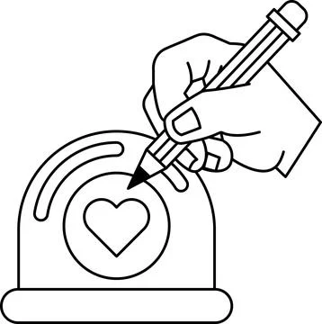 A hand is drawing a heart on a white background Stock Illustration