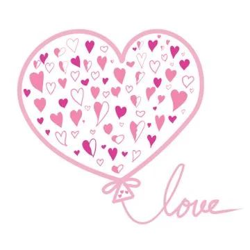 Hand drawing of Hearts Balloon -Vector Illustration Stock Illustration