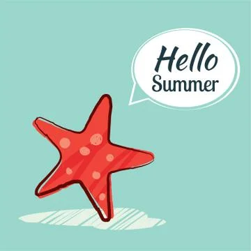 Hand drawing hello summer card. Stock Illustration
