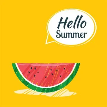 Hand drawing hello summer card. Stock Illustration