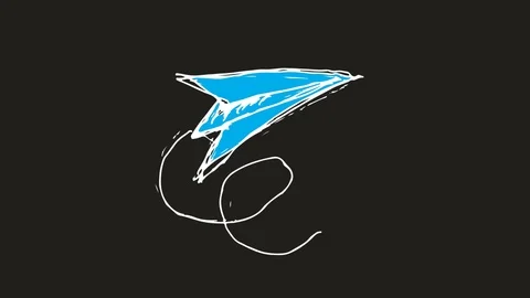 Hand drawing icon black screen with theme of paper plane Stock Footage 100558307