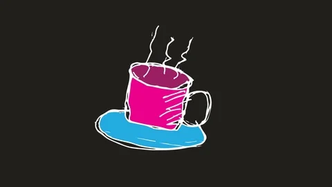 Hand drawing icon black screen with theme of coffee Stock Footage 100558368