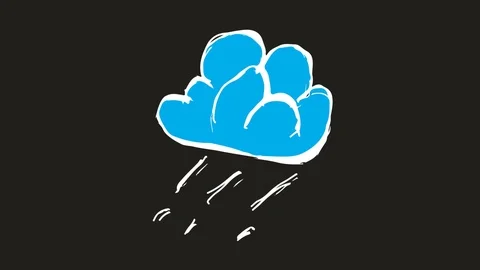 Hand drawing icon black screen with theme of rain Stock Footage 100559118