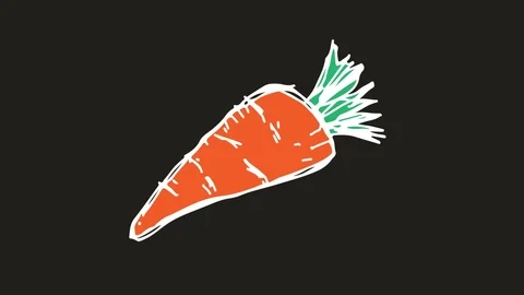 Hand drawing icon black screen with theme of carrot Stock Footage 100602726