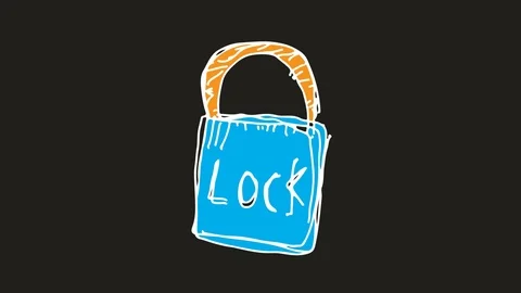 Hand drawing icon black screen with theme of padlock Stock Footage 100603333