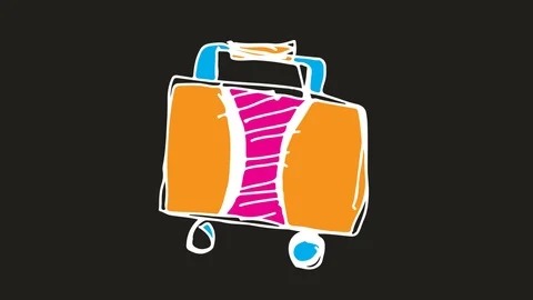 Hand drawing icon black screen with theme of suitcase Stock Footage 100603346