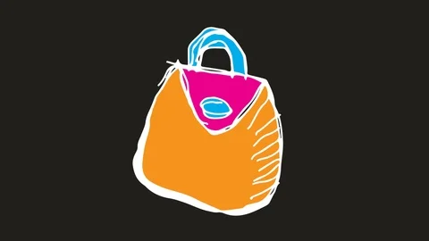 Hand drawing icon black screen with theme of bag Stock Footage 100603913