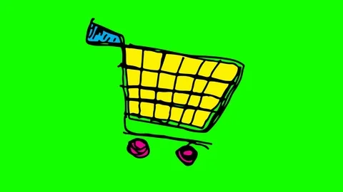Hand drawing icon green screen with theme of cart Stock Footage 100603040