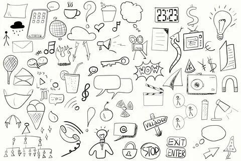 Hand drawing icon set Illustrazione stock