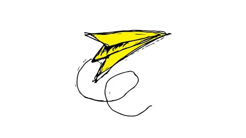 Hand drawing icon white screen with theme of paper plane Stock Footage 100558272