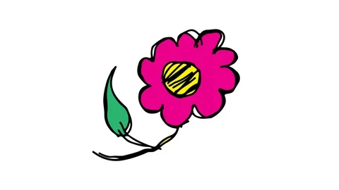 Hand drawing icon white screen with theme of flower Stock Footage 100602374
