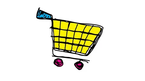 Hand drawing icon white screen with theme of cart Stock Footage 100603024