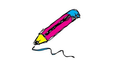 Hand drawing icon white screen with theme of pencil Stock Footage 100603119
