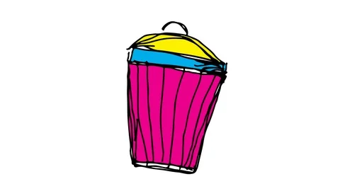 Hand drawing icon white screen with theme of trash can Stock Footage 100603286
