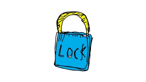 Hand drawing icon white screen with theme of padlock Stock Footage 100603298