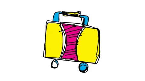 Hand drawing icon white screen with theme of suitcase Stock Footage 100603347