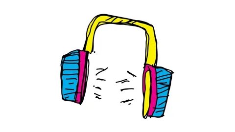 Hand drawing icon white screen with theme of headset Stock Footage 100603404