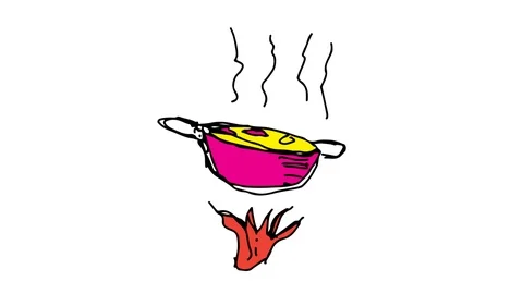 Hand drawing icon white screen with theme of cook Stock Footage 100603441