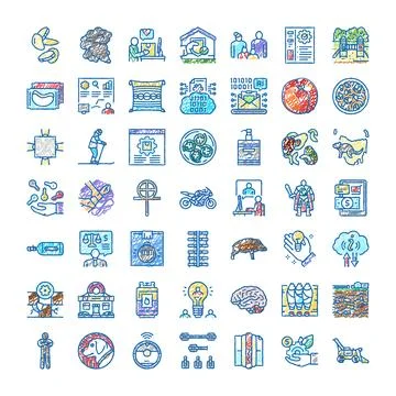 Hand drawing icons representing diverse abstract concepts イラスト素材