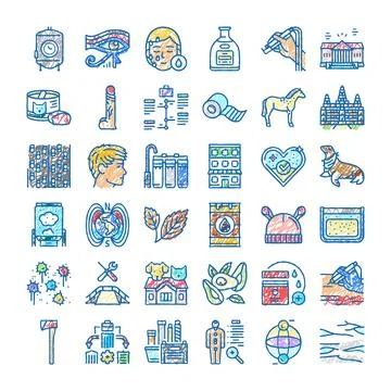 Hand drawing icons representing global culture and industry concepts Stock Illustration