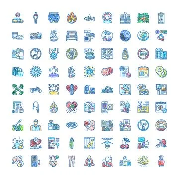 Hand drawing icons representing global issues and sustainability concepts Stock Illustration