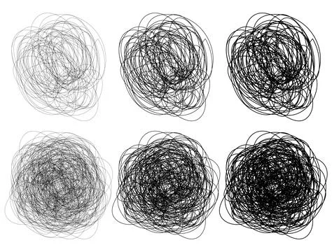 Hand drawing insane tangled scribble random chaotic lines. Stock Illustration