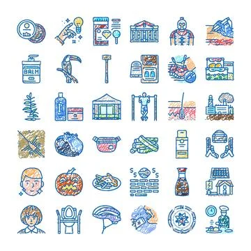 Hand drawing lifestyle objects assorted doodle collection Stock Illustration