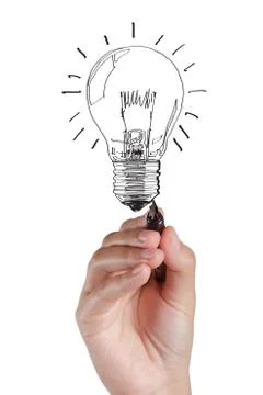 Hand drawing light bulb Stock Illustration