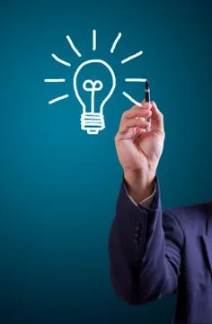 Hand drawing light bulb Stock Photos