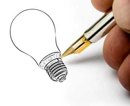Hand drawing light bulb Stock Photos