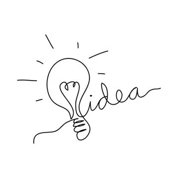 Hand drawing of a light bulb with the word idea inside Stock Illustration
