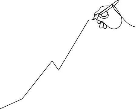 A hand drawing a line graph with a sharp upward trend Vector Illustrazione stock
